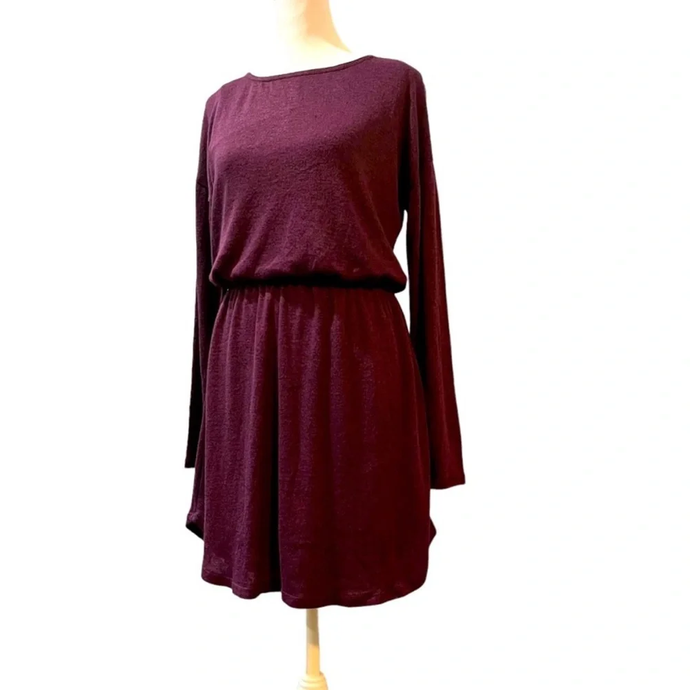 BAR III Purple Long Sleeve Sweater Dress with Elastic Waist - Picture 1 of 11